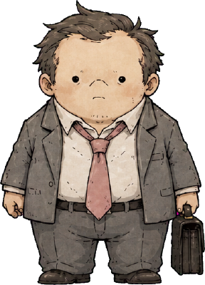 A tired man in a rumpled suit with a briefcase
