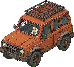 An orange SUV with a roof rack